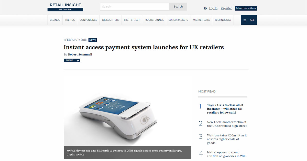 Instant access payment system launches for UK retailers