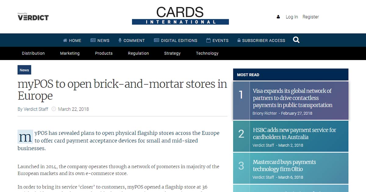 myPOS to open brick-and-mortar stores in Europe