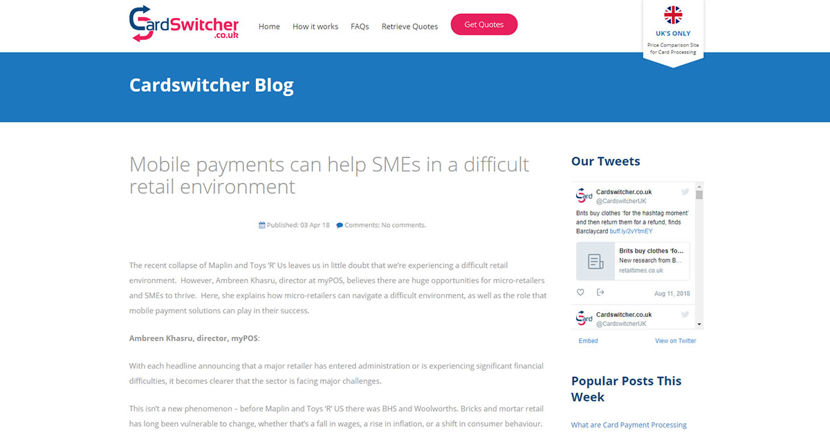 Mobile payments can help SMEs in a difficult retail environment