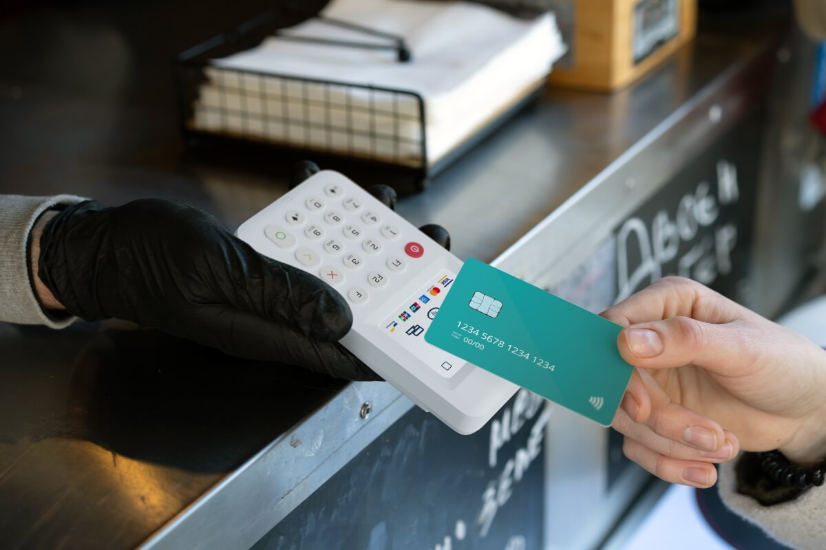 A business accepting card payment with a card machine